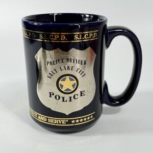 Salt Lake City Police Coffee Cup Mug Blue Gold Silver